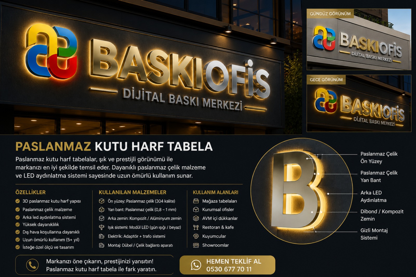 Paslanmaz Kutu Harf